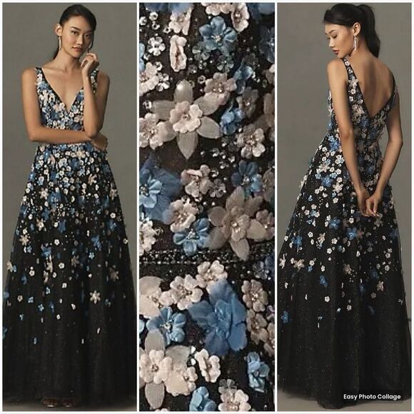 MAC DUGGAL 11169 Womens Floral Applique Sleeveless A-Line Evening Gown - Picture 1 of 15